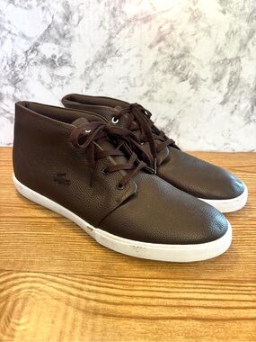 Lacoste Asparta 319 1 P CMA Brown Leather Mid Top Sneakers Shoes Men’s 11